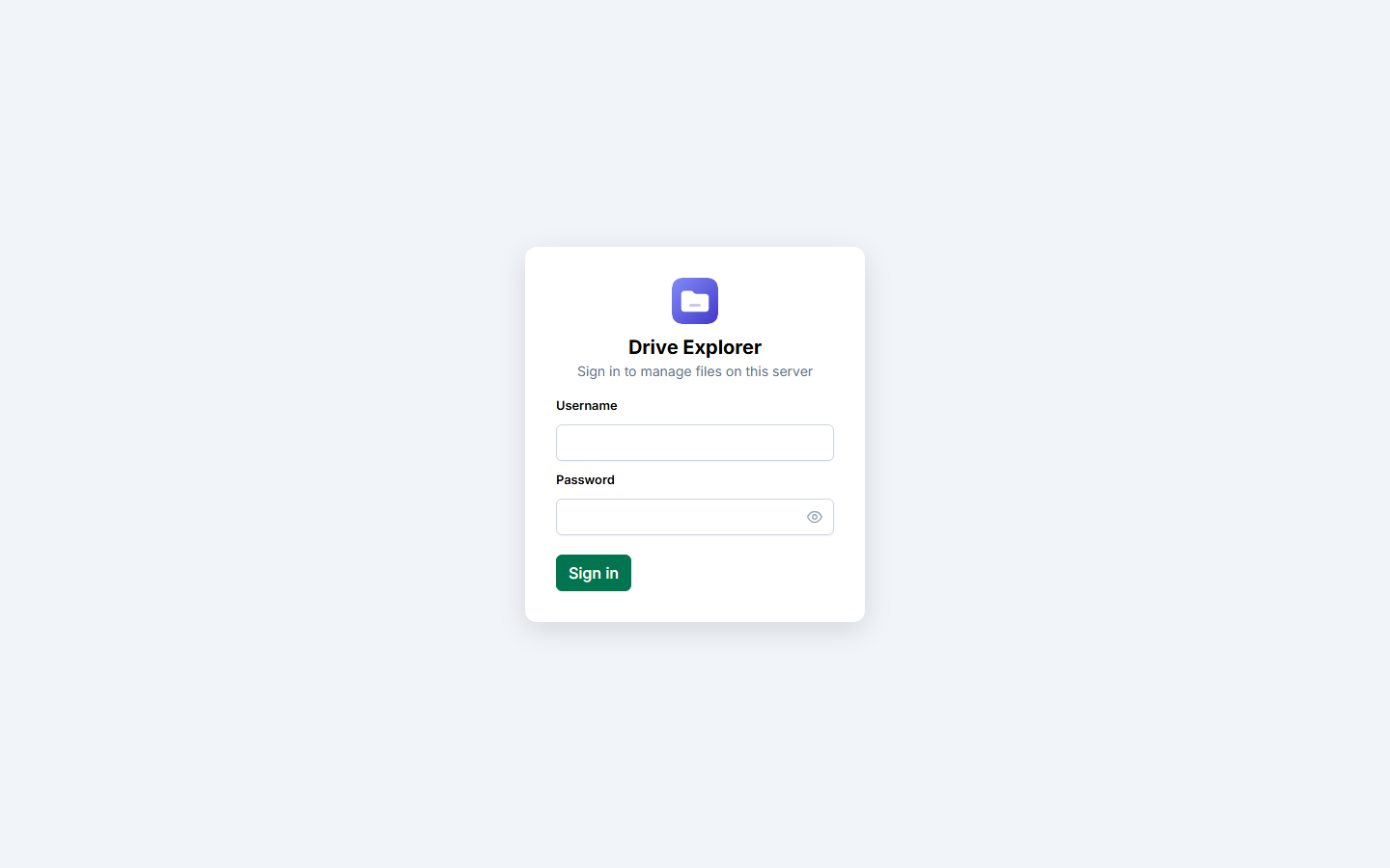 Login screen