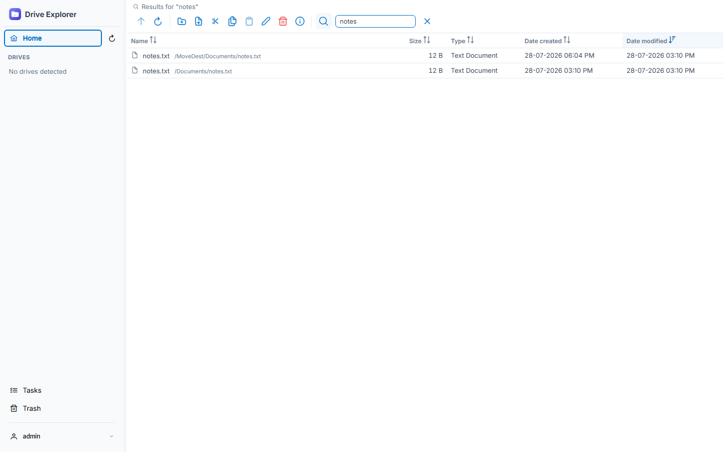 Search results across subfolders